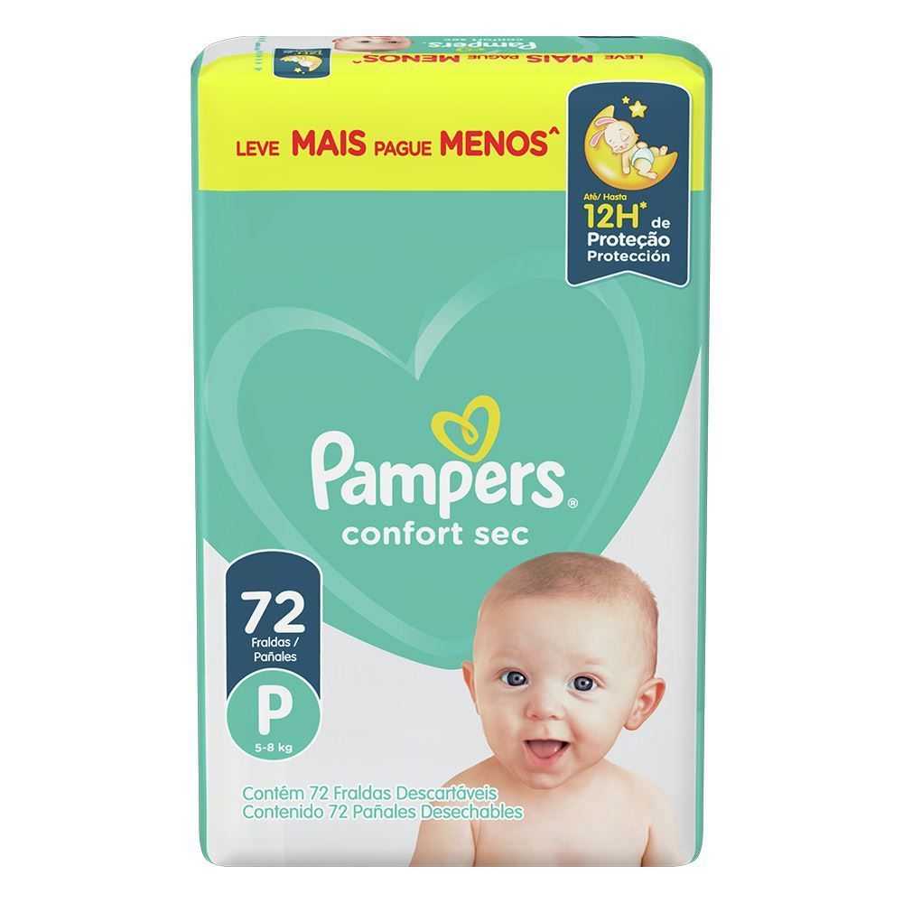 Pampers confort sec P x 72 unidades 