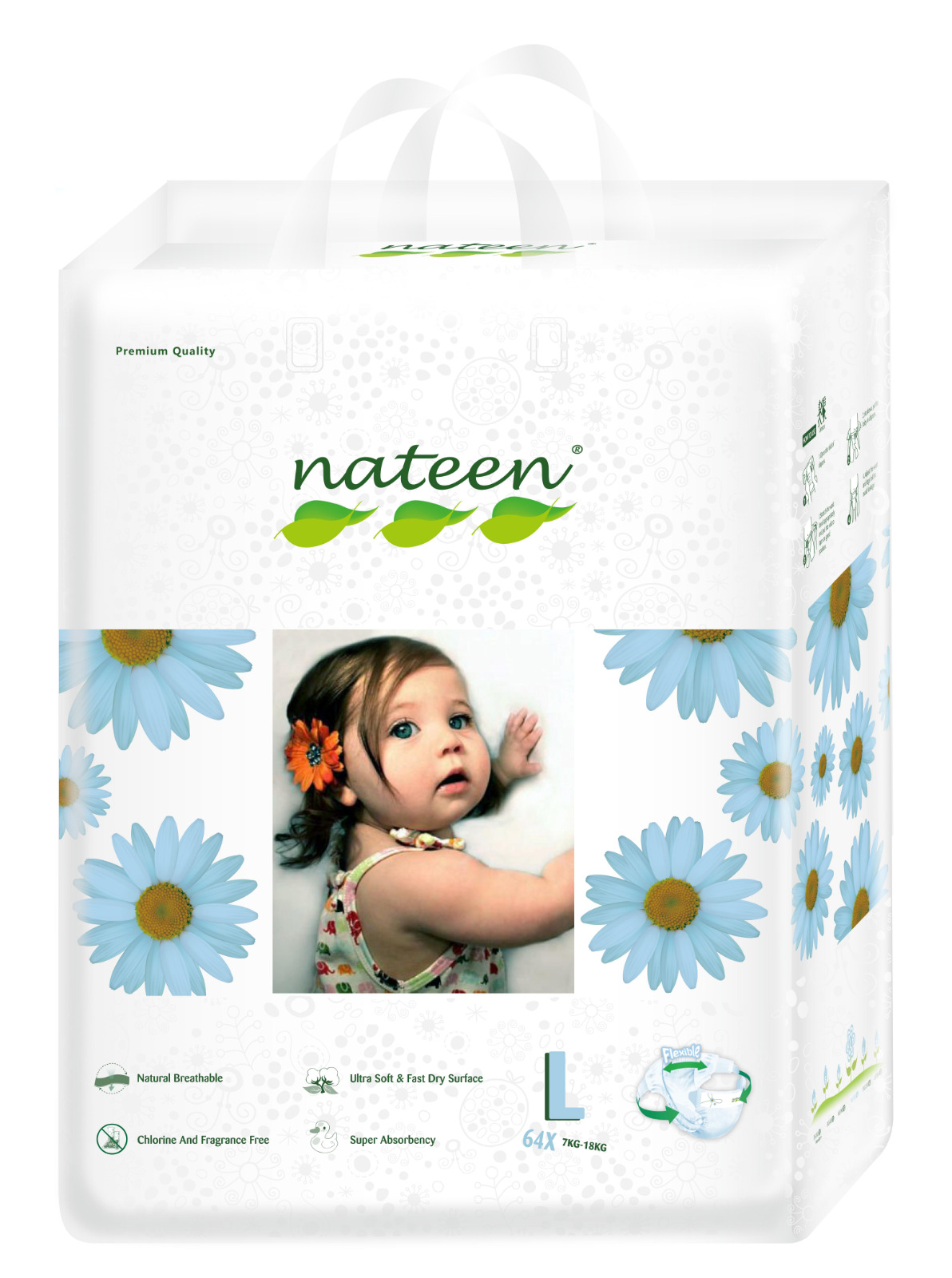 Nateen pañal premium L x 64 unidades