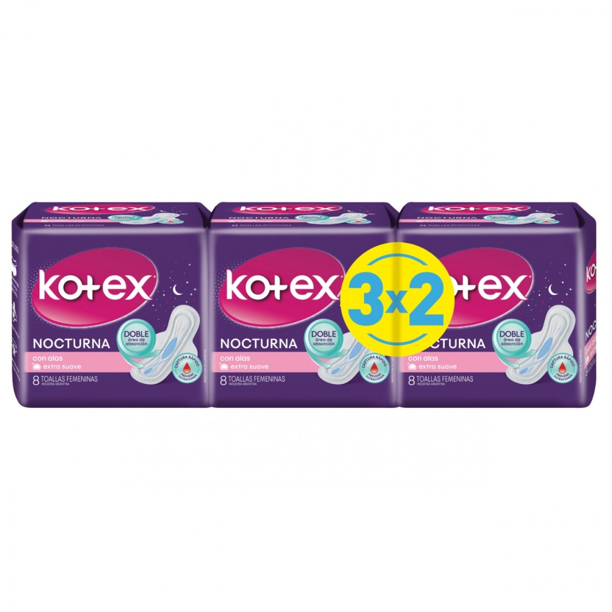 Kotex nocturna 3x2 - 24 unidades