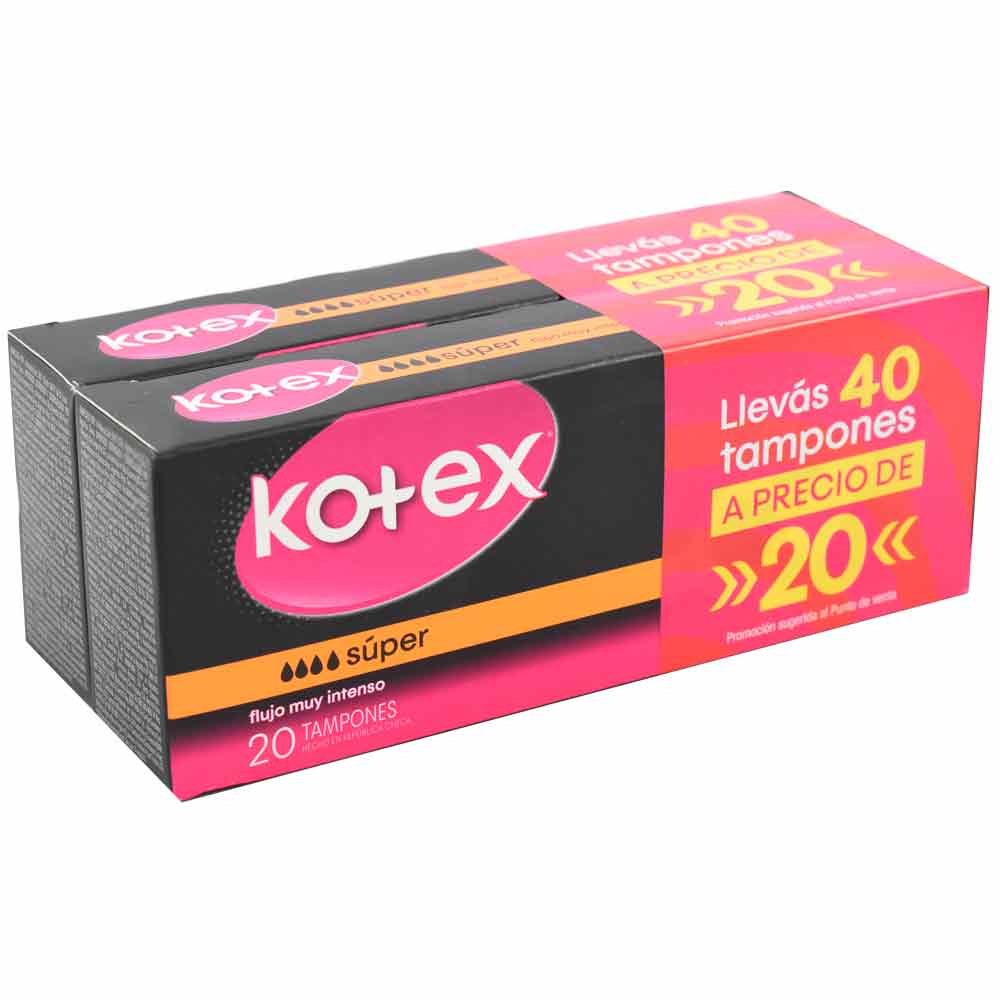 Tampones Kotex super - lleve 40 pague 20