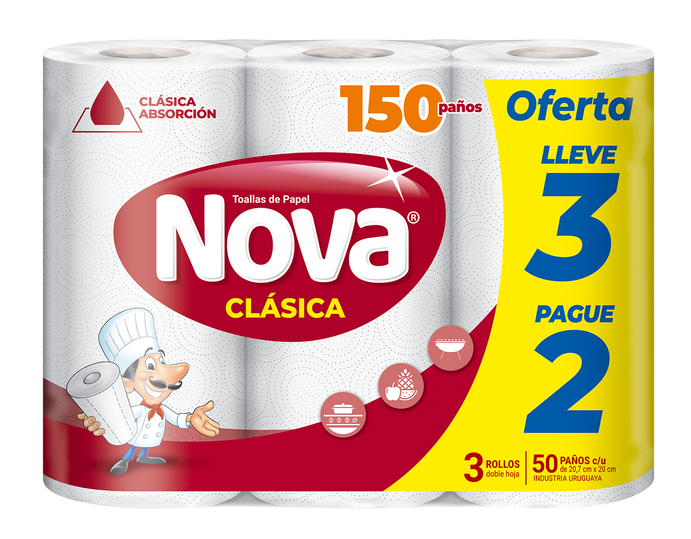 Toalla de cocina Nova 3x2 - 150 paños