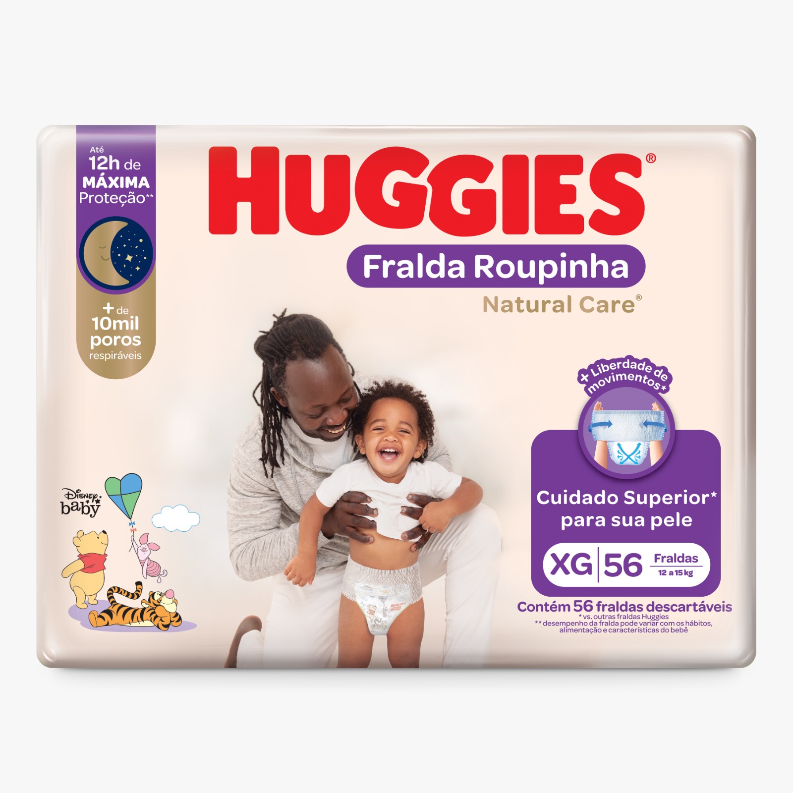 Huggies natural care pants XG x 56 unidades