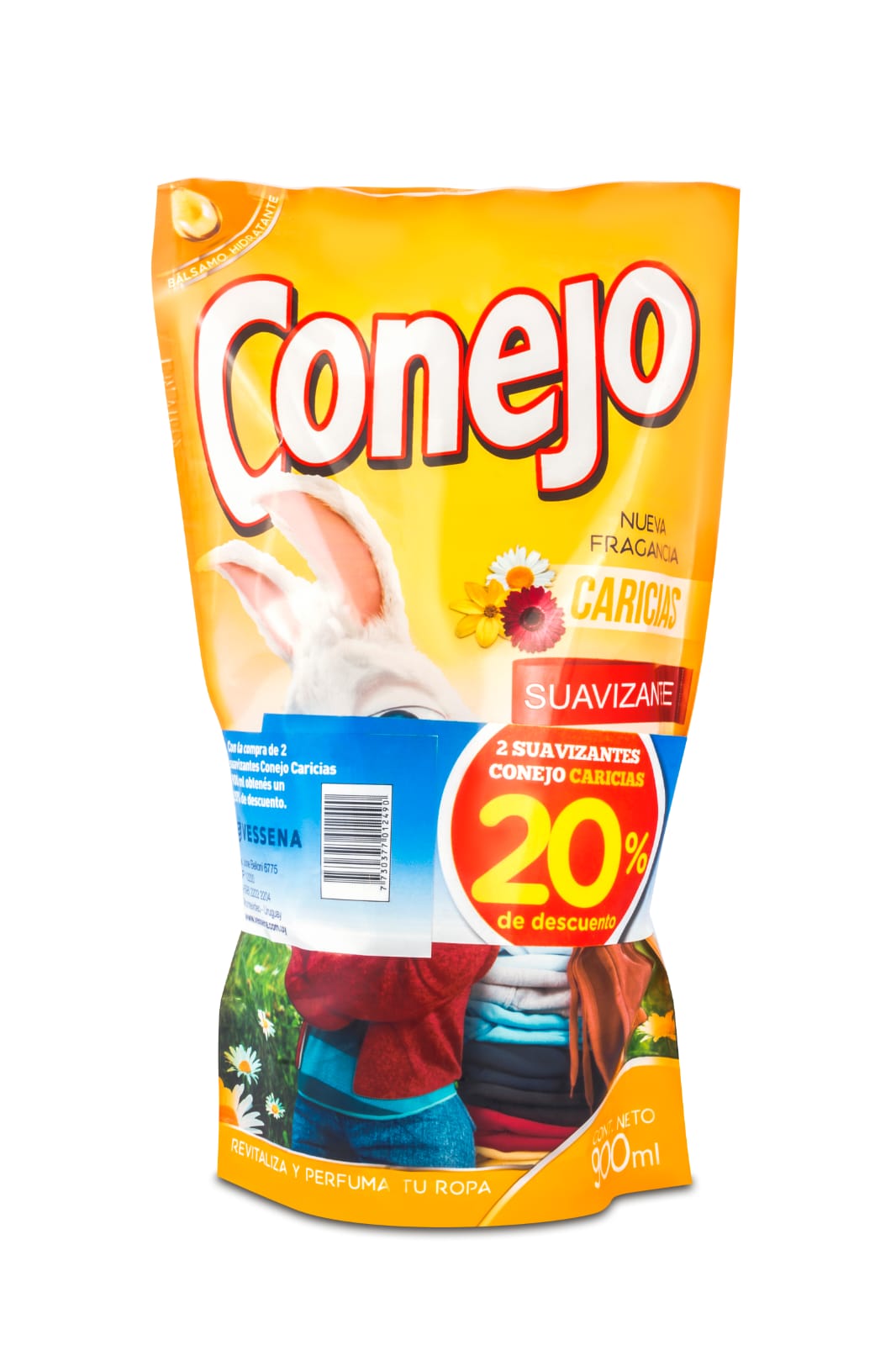 Suavizante Conejo Caricias Doypack - 900 ML x2