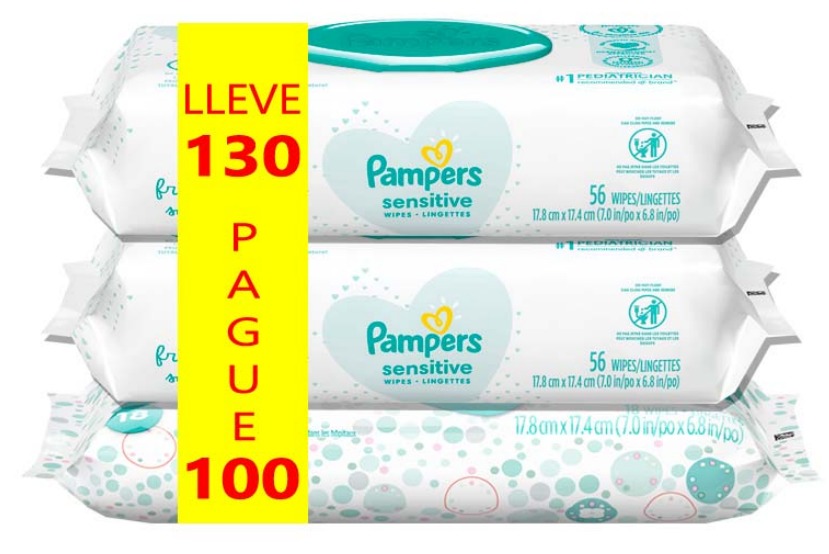 Pampers toalla humeda sensitive x 130 unid.