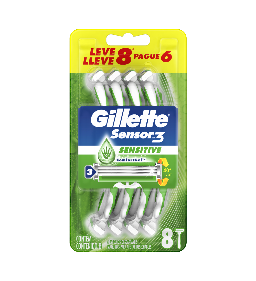 Gillette prestobarba 3 sensitive - Pack 8x6