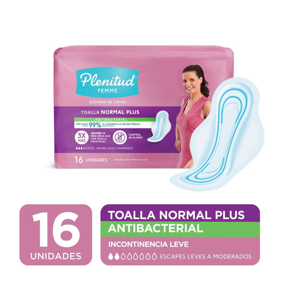 Plenitud Femme Toalla normal plus antibacterial x 16 unid