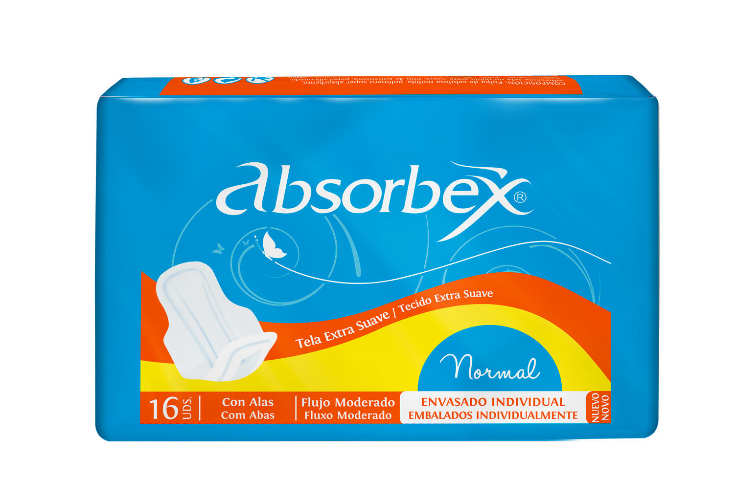 Absorbex toalla femenina tela extra suave trif. x 16 unid.