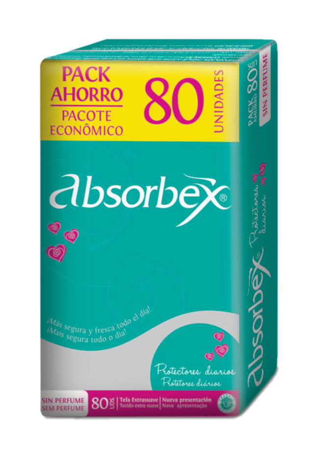 Absorbex protector diario sin perfume x 80 unid.